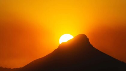 silhouette photography of mountain
