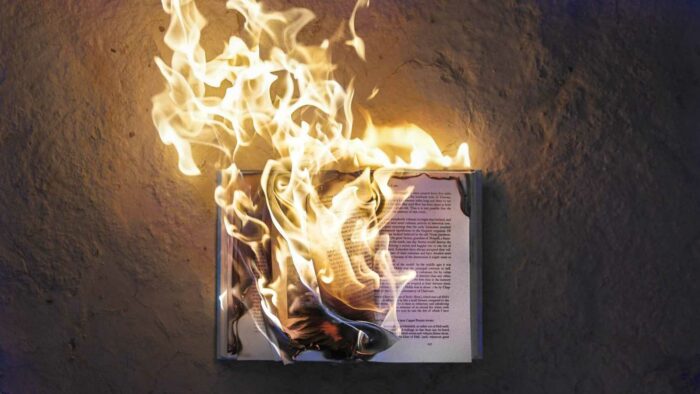 burning open book