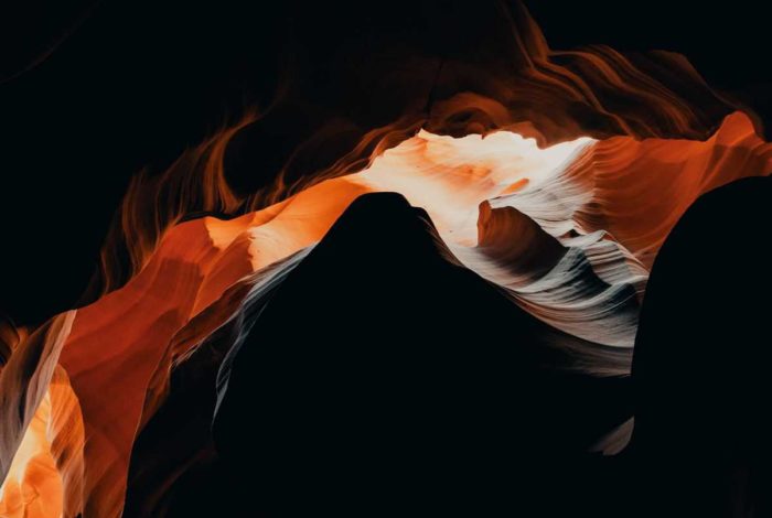 orange and black flame in a dark room