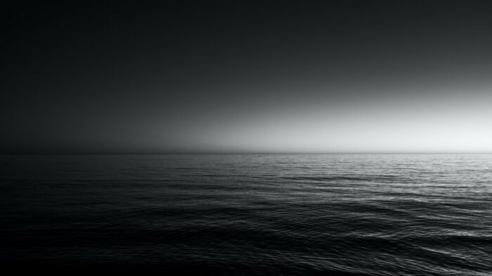 grayscale photo of sea