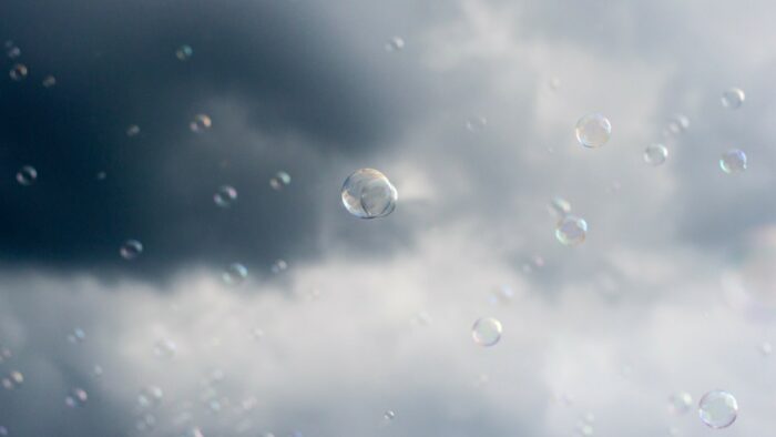 shallow focus of bubbles